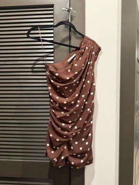 knee length dresses for ladies Mattea Slinky and Mesh Mini Dress with Scarf / Sage | Meshki main image 1